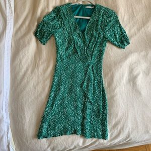 Lush Green Ruffle Faux Rap Dress